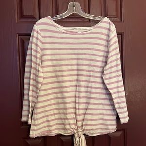 Old Navy long sleeve purple and off white strip top